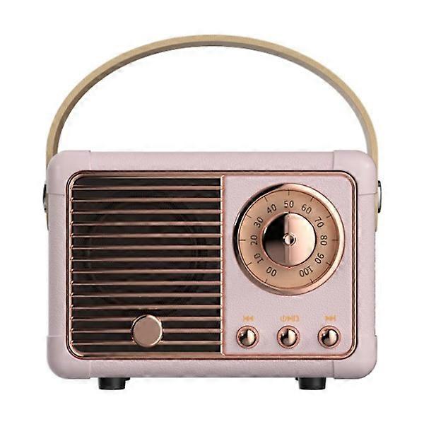 Retro Bluetooth Speaker, Vintage FM Radio with Classic Style, High Volume, Bluetooth 5.0 Wireless Connection, Support TF Card Pink