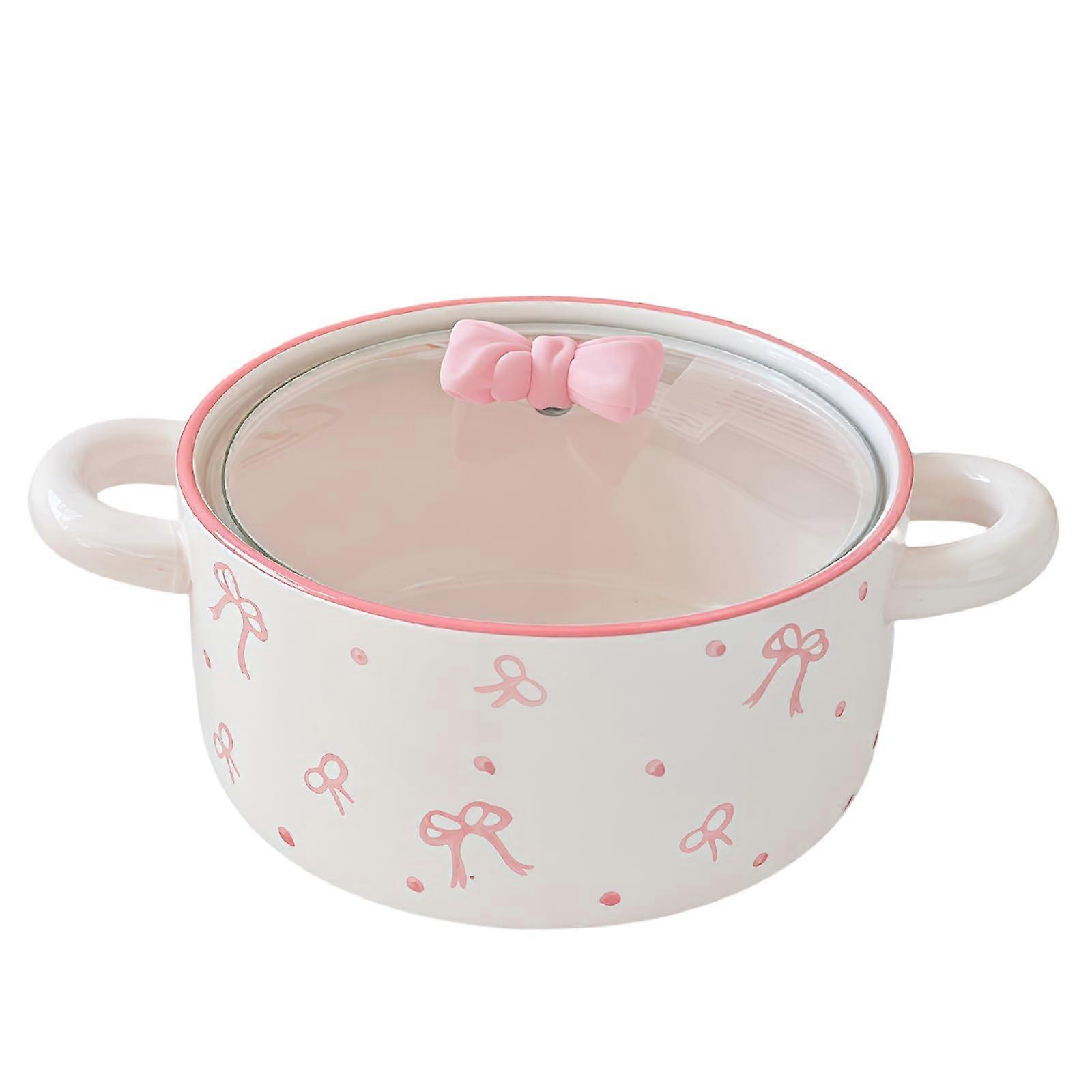 Large Ramen Bowl with Handle and Lid, Microwave Safe Ceramic Soup Bowl 800ml for Instant Noodles