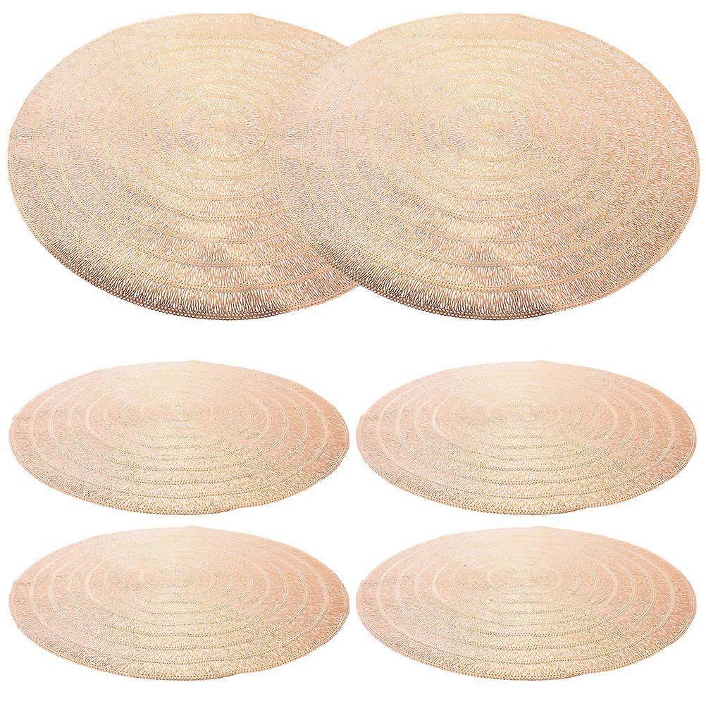 Decorative Round Shaped Table Mat for Dining Use 6Pcs Rose Gold PVC