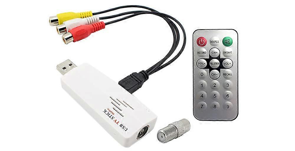 USB TV Tuner with DVR Recording, Coax RCA to USB Video Capture, Universal TV System Support