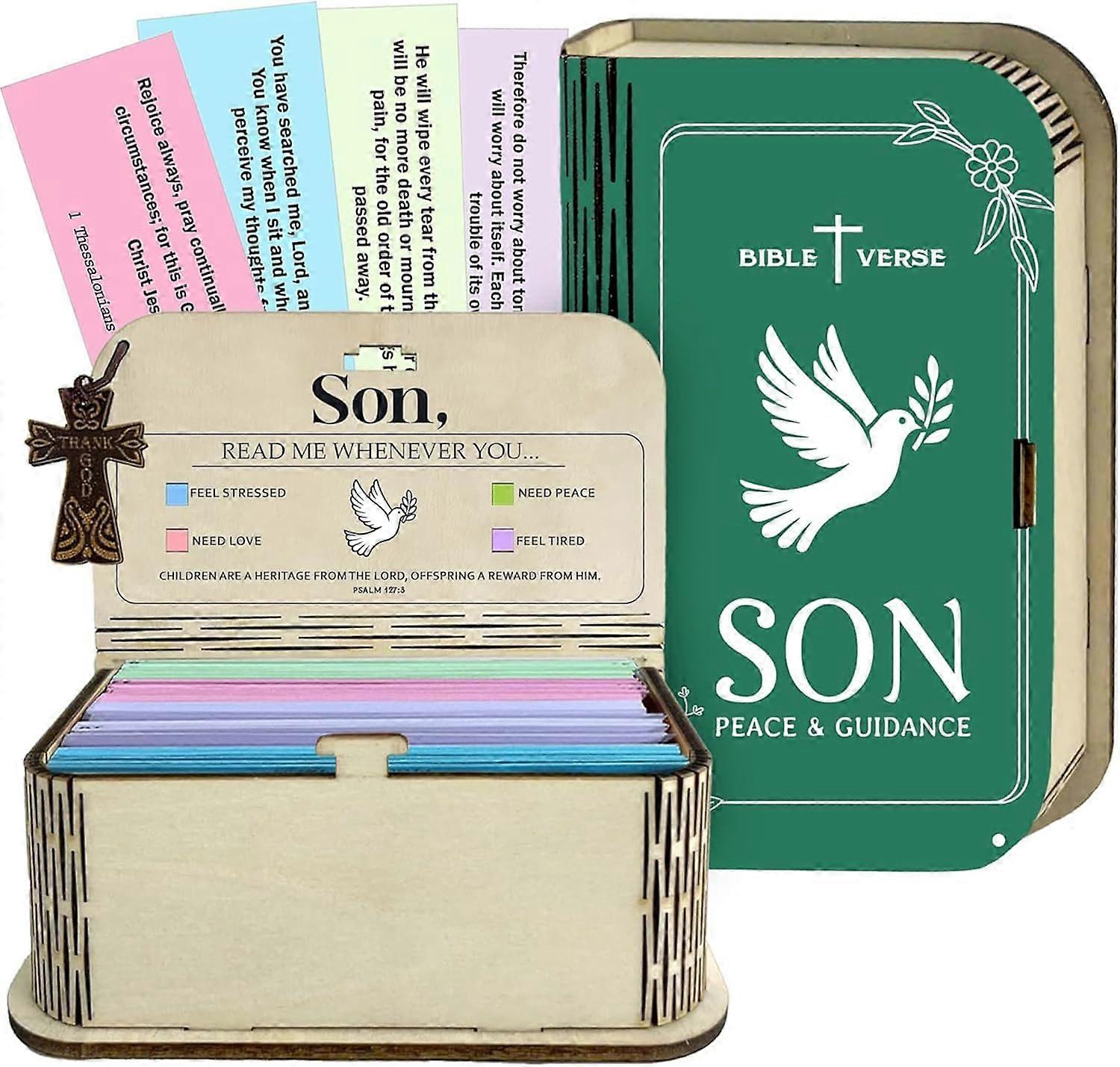 Bible Verse Cards with 150 Emotional Scriptures in Wooden Keepsake Box for Daily Christian Inspiration