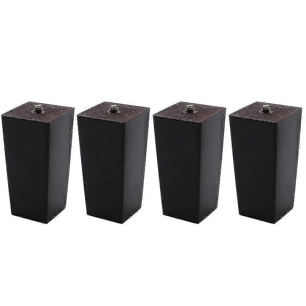 Sæt med 4 egetræsmøbler firkantede ben, sort