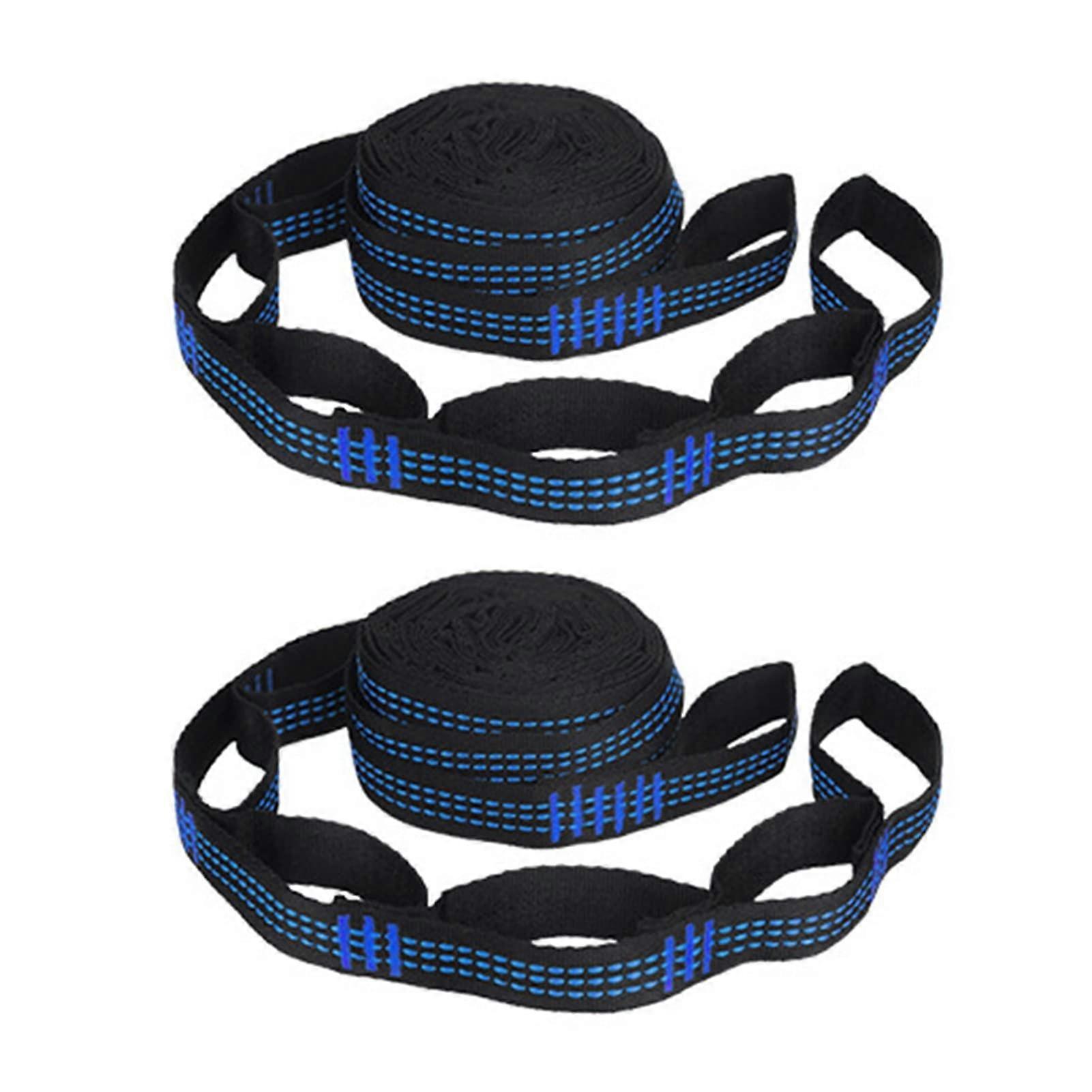 Hammock Tree Straps 2pcs 2/2.8m Heavy Duty Triple Stitched NonStretch Polyester Adjustable Blue