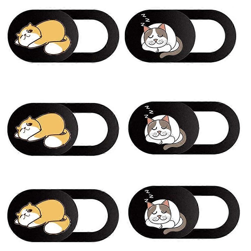 Privacy Protector Webcam Cover Slide with Lovely Cat Pattern for Camera 6Pcs
