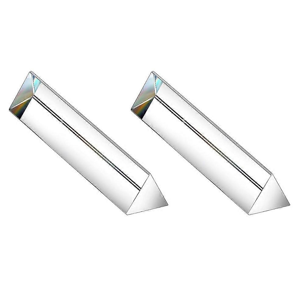 2Pcs 6Inch Crystal Optical Glass Triangular Prism for Photography Effects Physics Teaching Light Spectrum Optics Kits