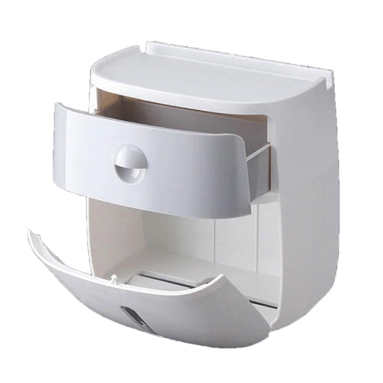 Wall Mounted Double Layer Tissue Paper Holder with Phone Stand for Bathroom and Kitchen Use