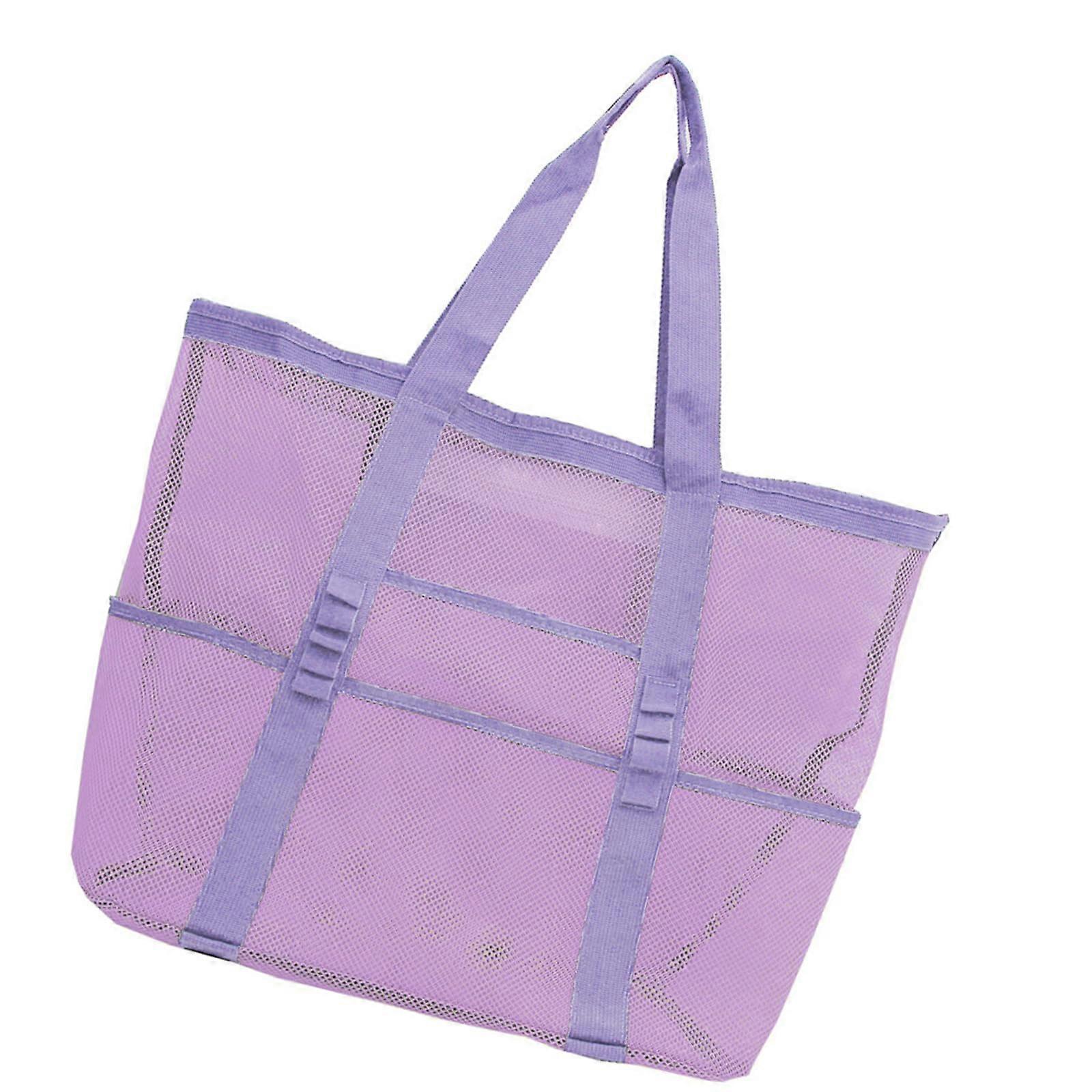 Beach Bag Large Capacity MultiPocket Mesh Tote with Handles for Vacation and Shopping