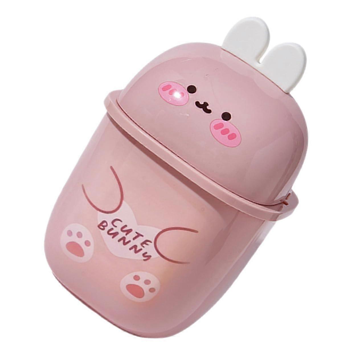 Mini Desktop Trash Can with OdorBlocking Lid Cute Bunny Design for Office Bedroom Kitchen Use