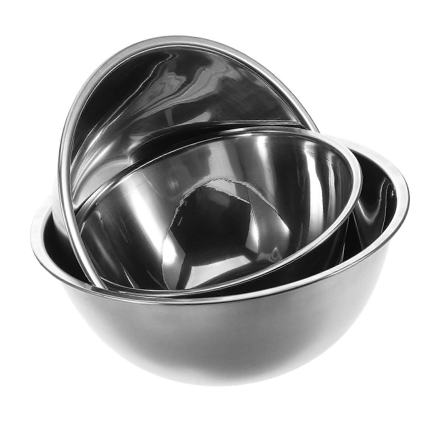3pcs Stainless Steel Mixing Bowls Set for Baking Cooking Dough Kneading and Serving Stackable