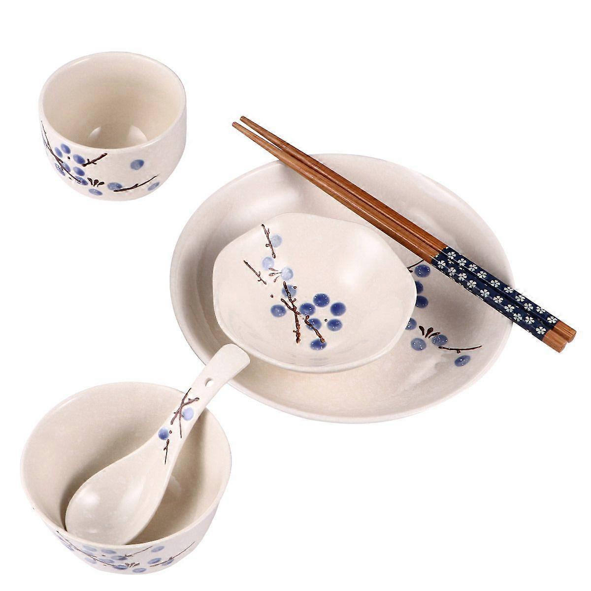 1 Set 6 Pcs Household Ceramic Tableware Japanese Style Tableware for Single