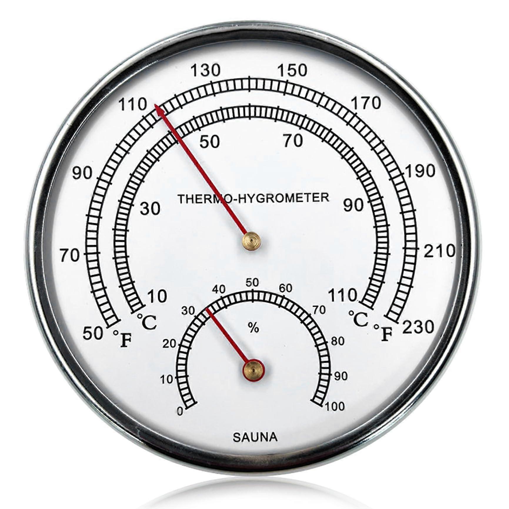 Sauna Thermometer and Hygrometer Analog Dual Function Metal Foldable Design No Battery