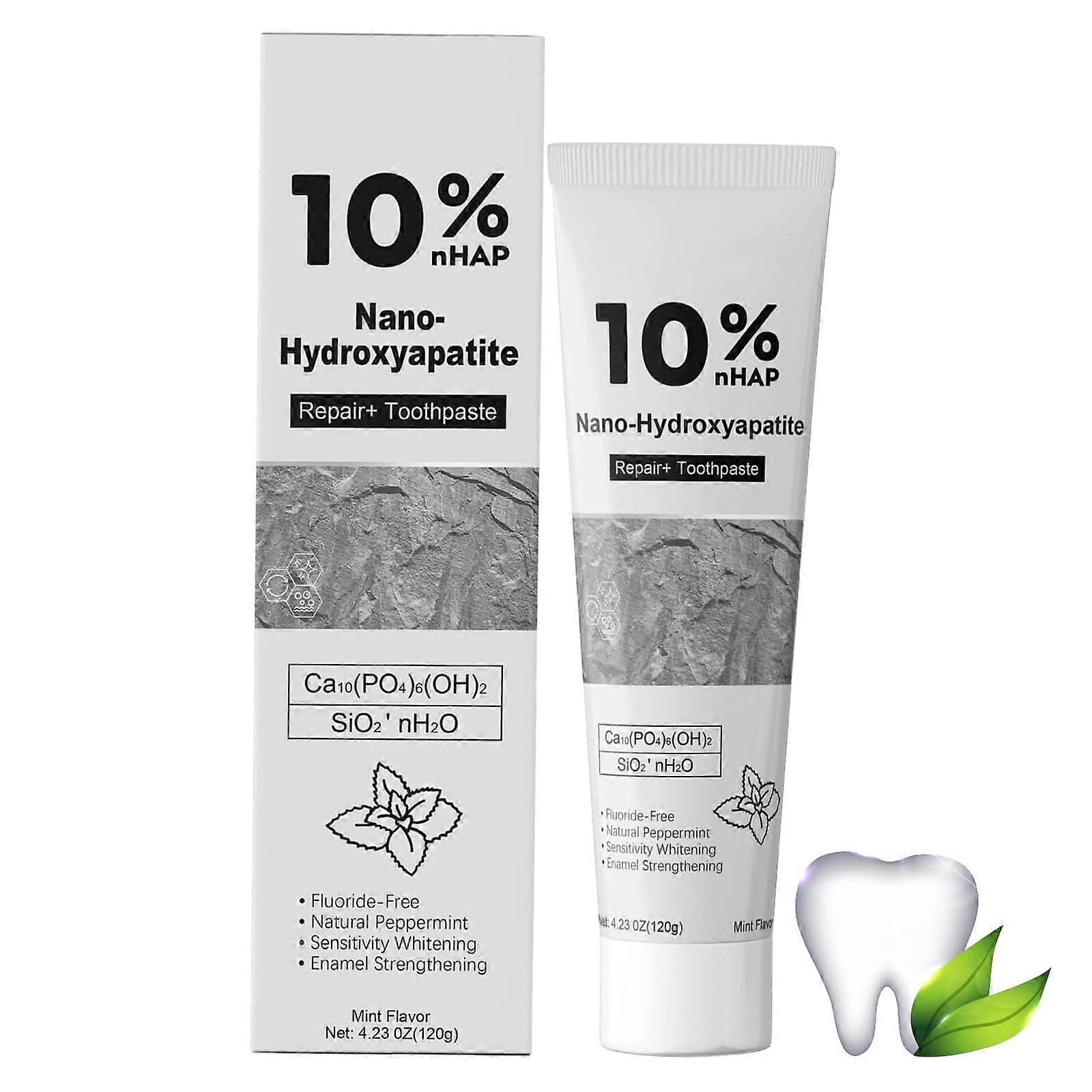 Hydroxyapatite Toothpaste 10% Fluoride  Enamel Restoring for Sensitive Teeth Light Mint 4.23oz