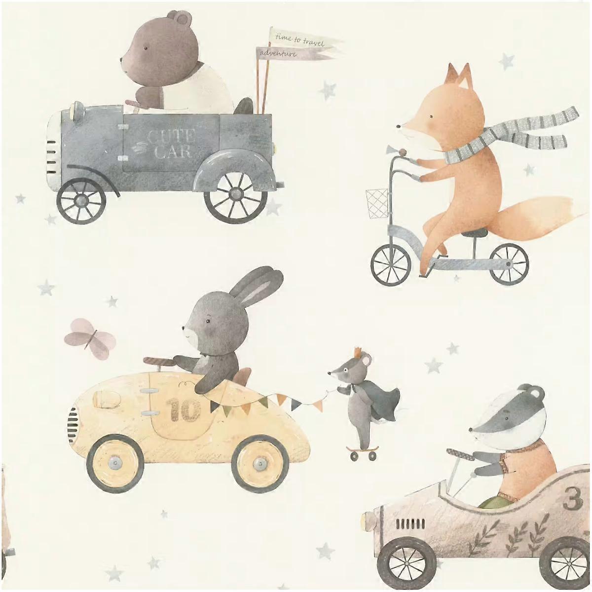 Beige Animals & Vehicles Wallpaper