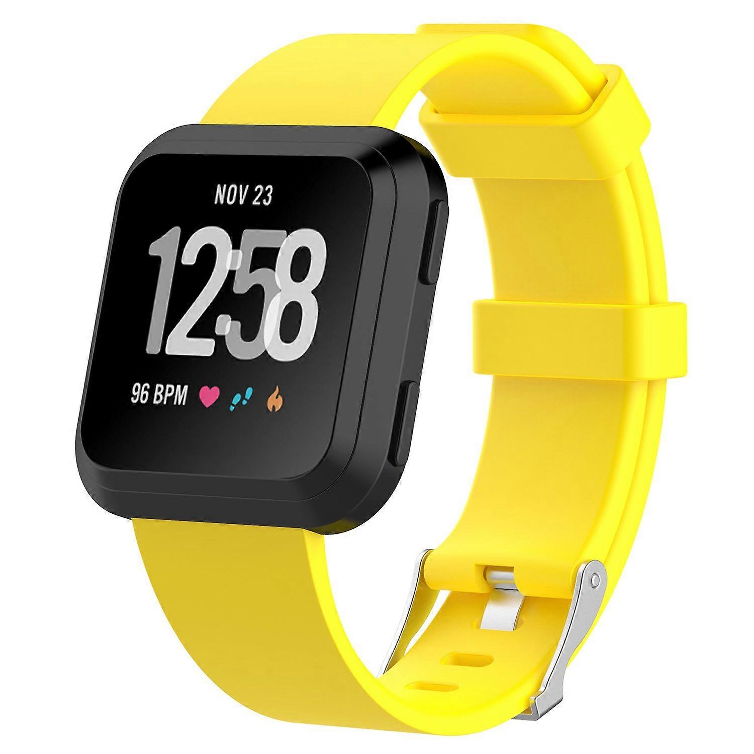 Adjustable Sport Replacement Strap with Quick Release and Bright Yellow Rubber Design Large for Fitbit Versa