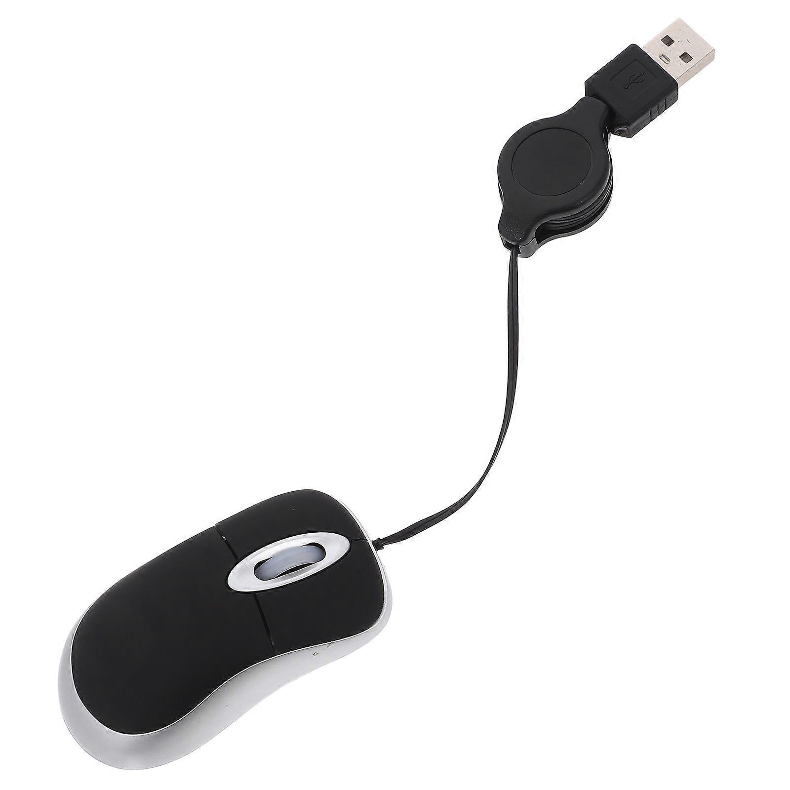 Creative USB Wired Mouse Mini Telescopic Mouse Computer Notebook Mouse Portable Mouse (Black)