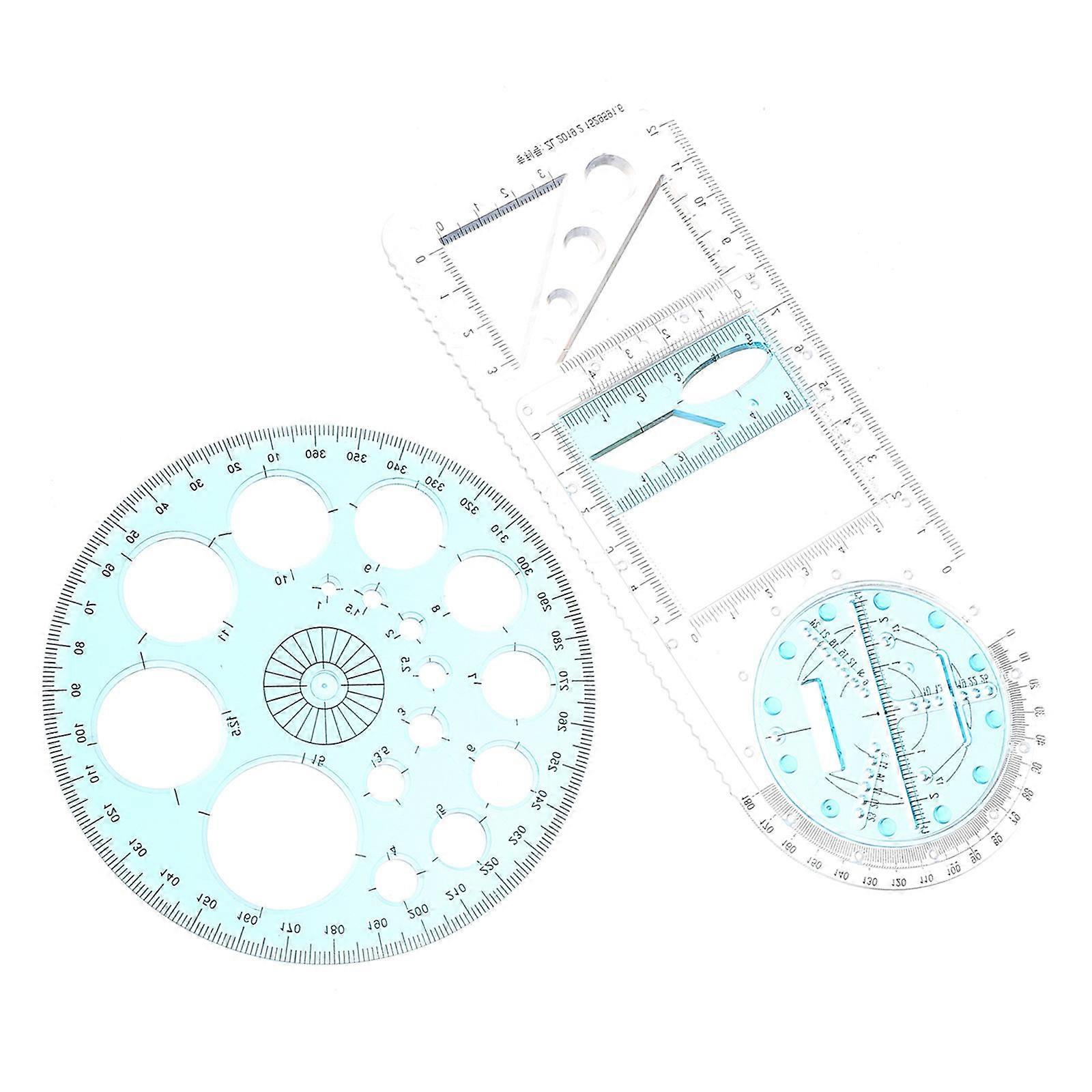 2pcs Students Drawing Scales Geometric Drawing Template Measuring Tools