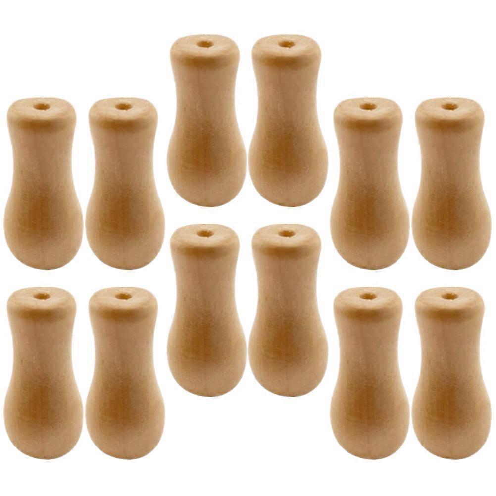 Beige Wooden Window Blind Pull Cord Knobs for Curtain Shades 12Pcs