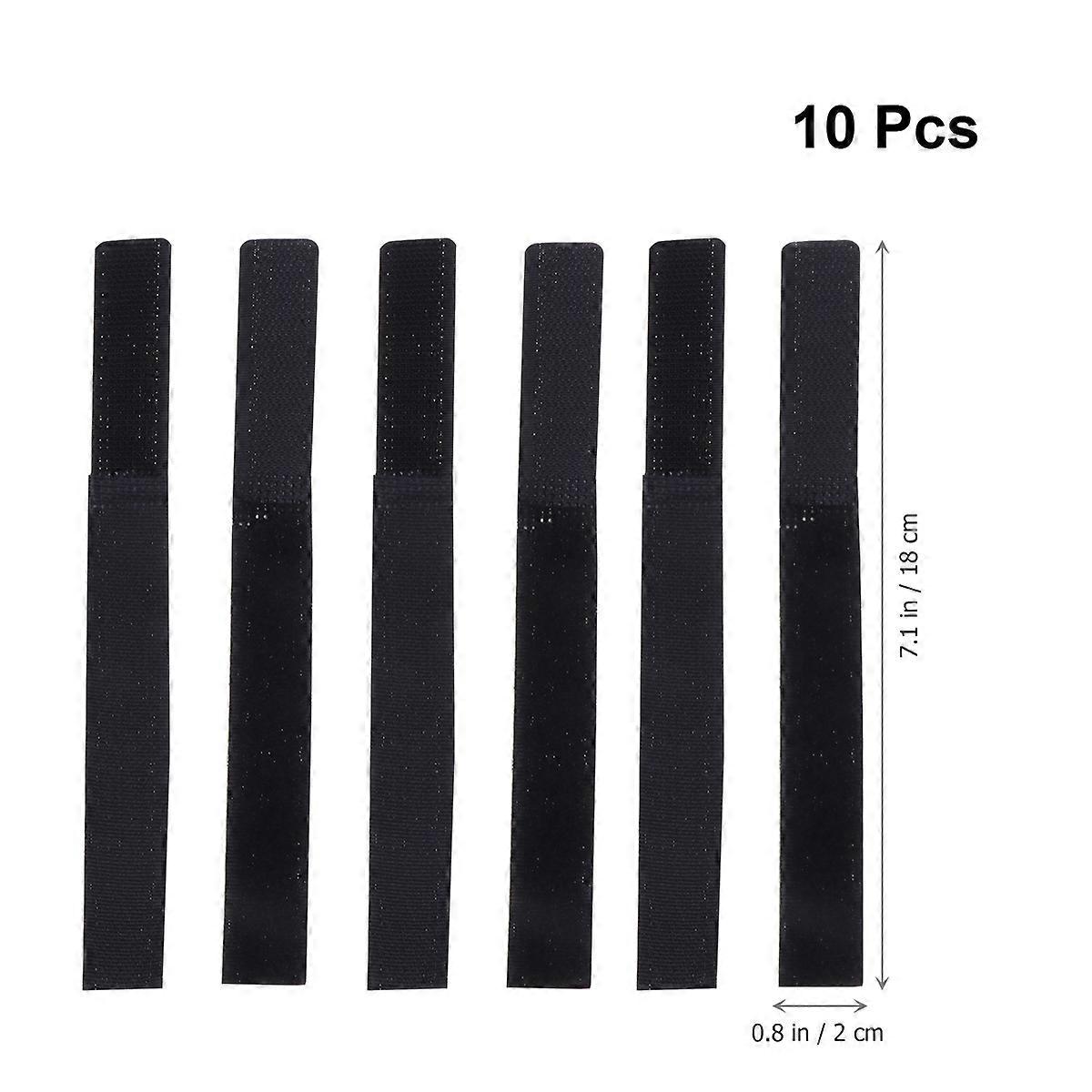 Black Cable Ties Set Hook and Loop Strap for Organizing 10Pcs Strong Adhesive