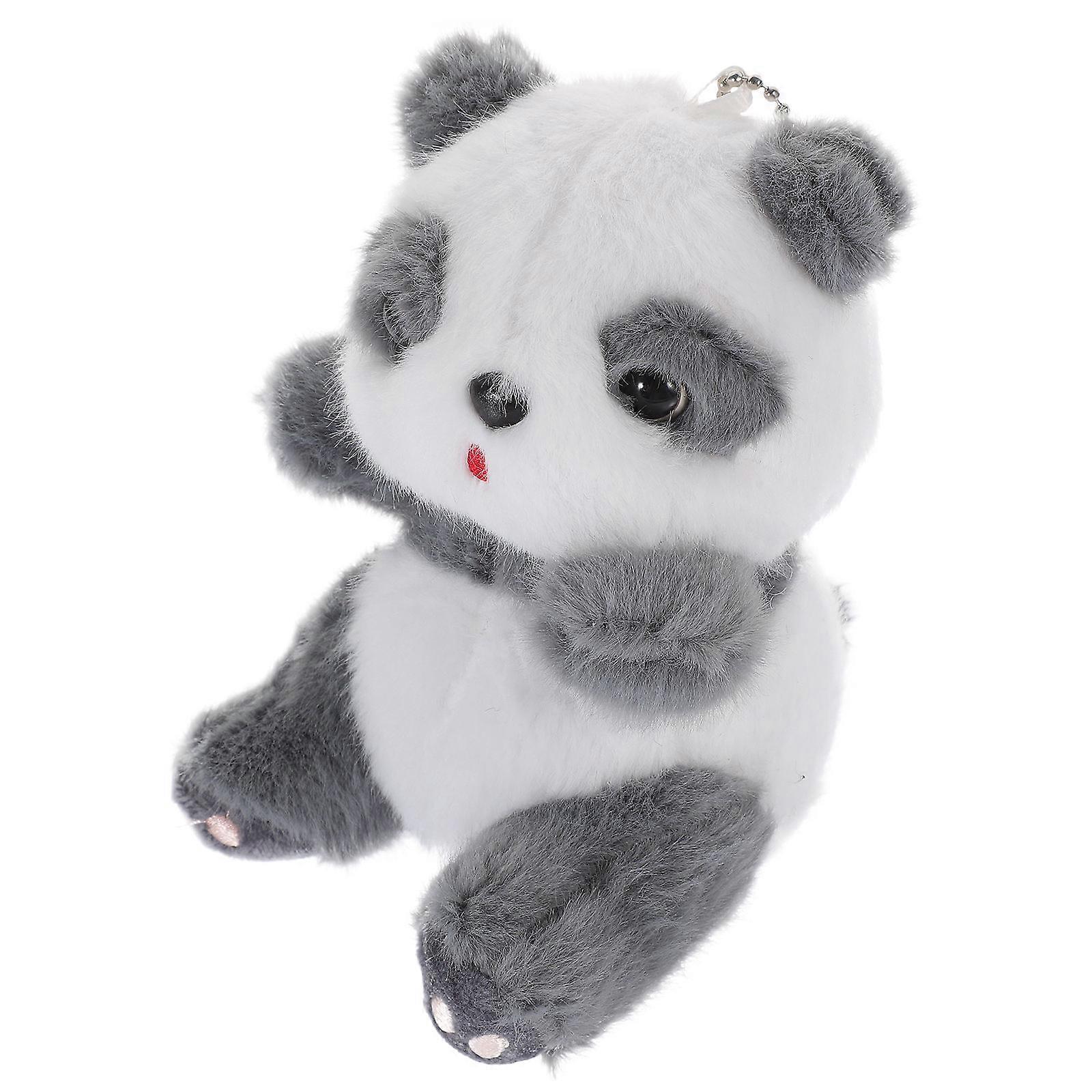 Plush Panda Keychain Decorative Pendant for Backpack Grey