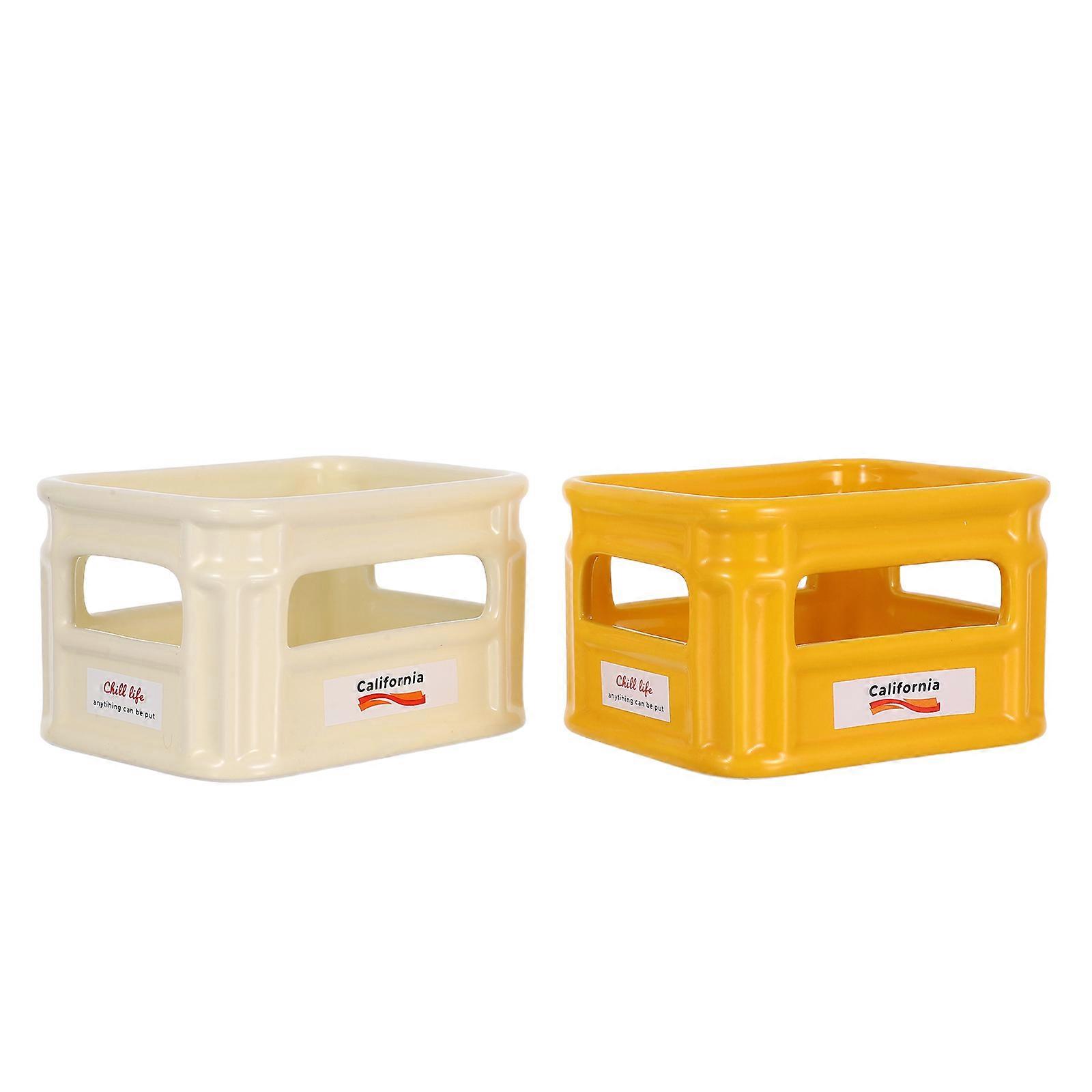 Creative Ceramic Snack Serving Plate for Storage 2Pcs Fruit Tray Set