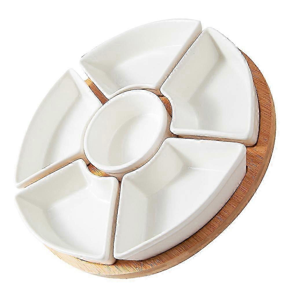 Multi-Compartment Ceramic Plates Set For Snacks, Fruit, Portion Control, Elegant Design, 1Set