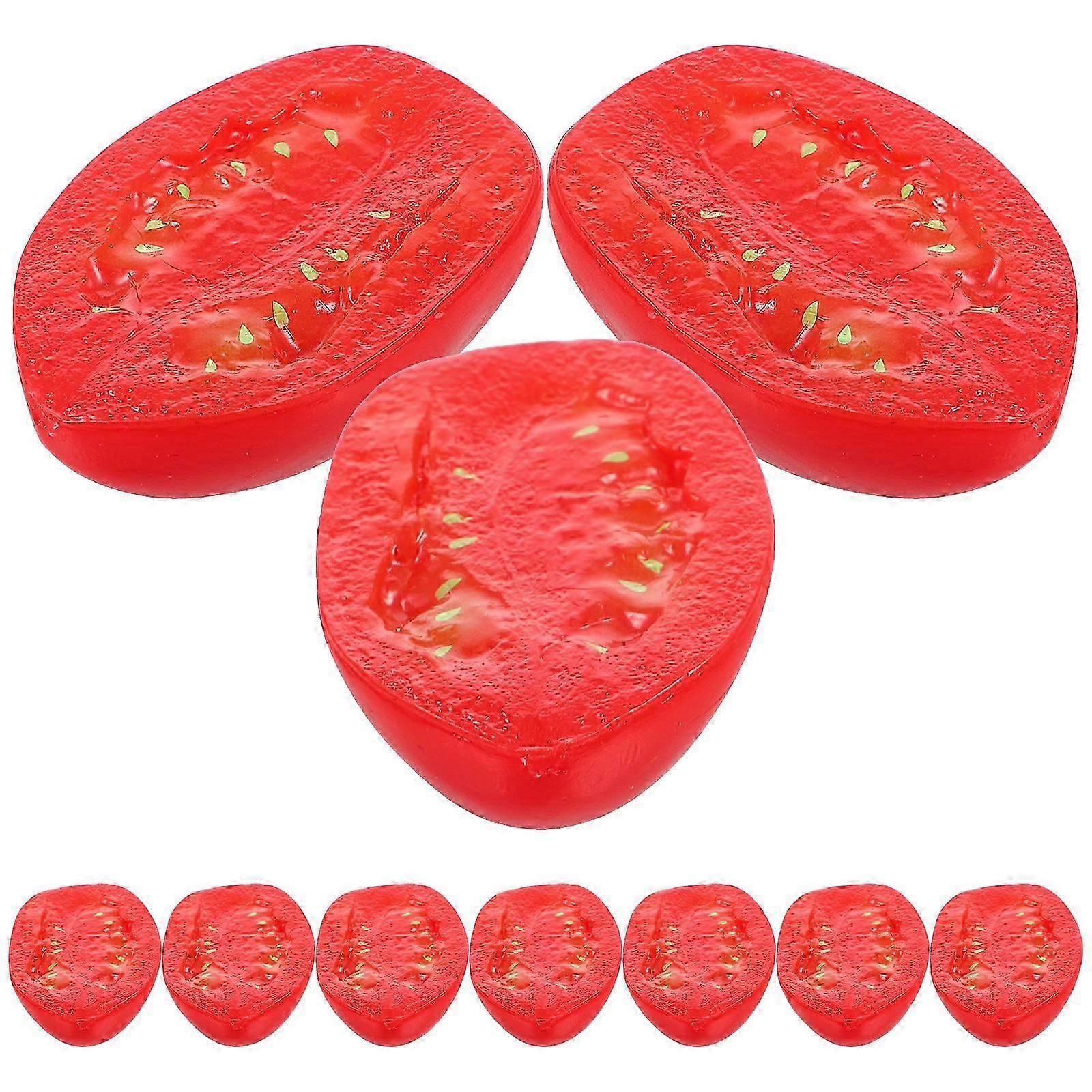 Simulation Vegetable Half Cherry Tomato Model for Decor 10Pcs Red PVC Material