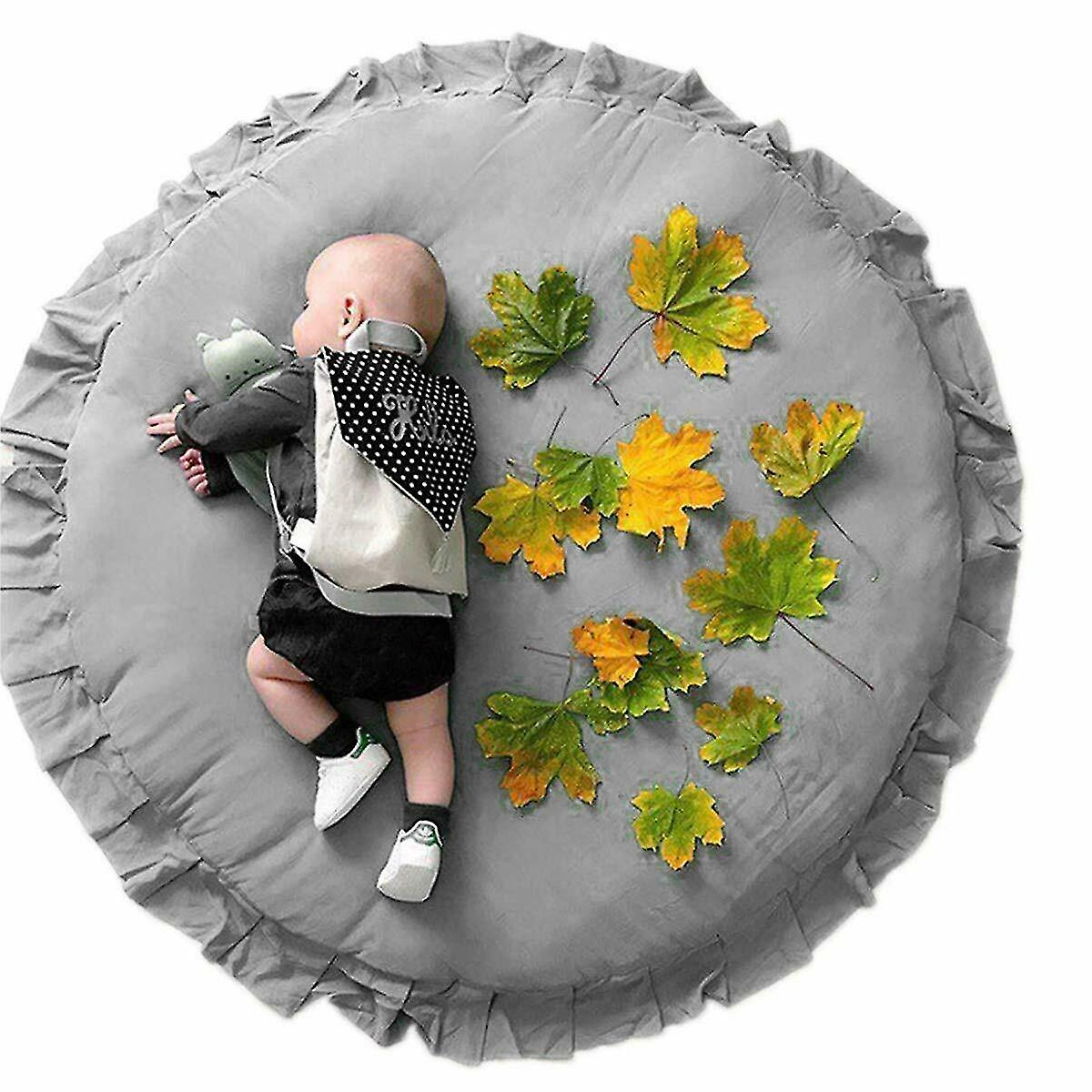 Baby Crawling Blanket Soft Ruffled Round Play Mat Kids Carpet-1
