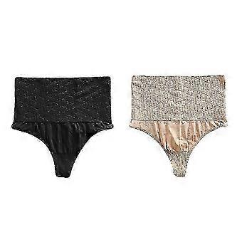 High-Waisted Thong Shapewear 2-Pack, Tummy Control Seamless Panties for Women, Breathable Everyday Wear,l