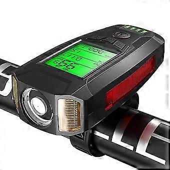 Luz de bicicleta recargable USB con velocímetro, LED delantero y trasero para MTB y ciclismo