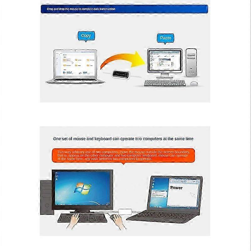 USB 2.0 Smart KM Link PC to PC Keyboard Mouse Share Sync Data Link USB Extension Cable Data File Tra