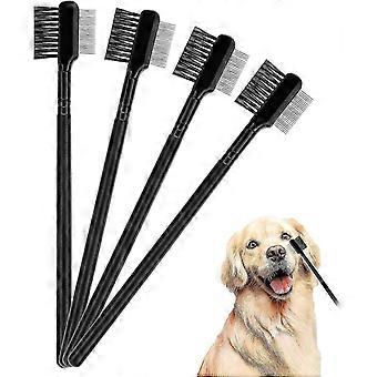 4 Stuks Multifunctionele Huisdier Trimkam Hond Vlooienkam Dubbelzijdige Hond Oog Kam Borstel voor Honden Katten Schurft en Slijm Verwijderen
