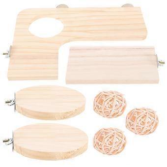 Chinchilla Cage Accessories Wooden Jumping Board 2Sets Toy