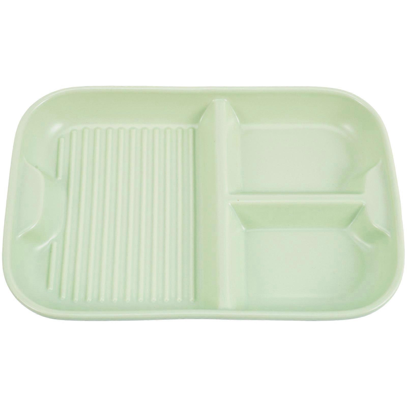 Green Ceramic Compartment Plate for Appetizer Serving 3Pcs Set