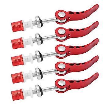 5 Pcs Braçadeiras de Espigão de Selim de Liberação Rápida Durável de Liga de Alumínio Bicicleta de Engrenagem Fixa Braçadeiras de Espigão de Selim de Bicicleta para Bicicletas Universais Vermelhas