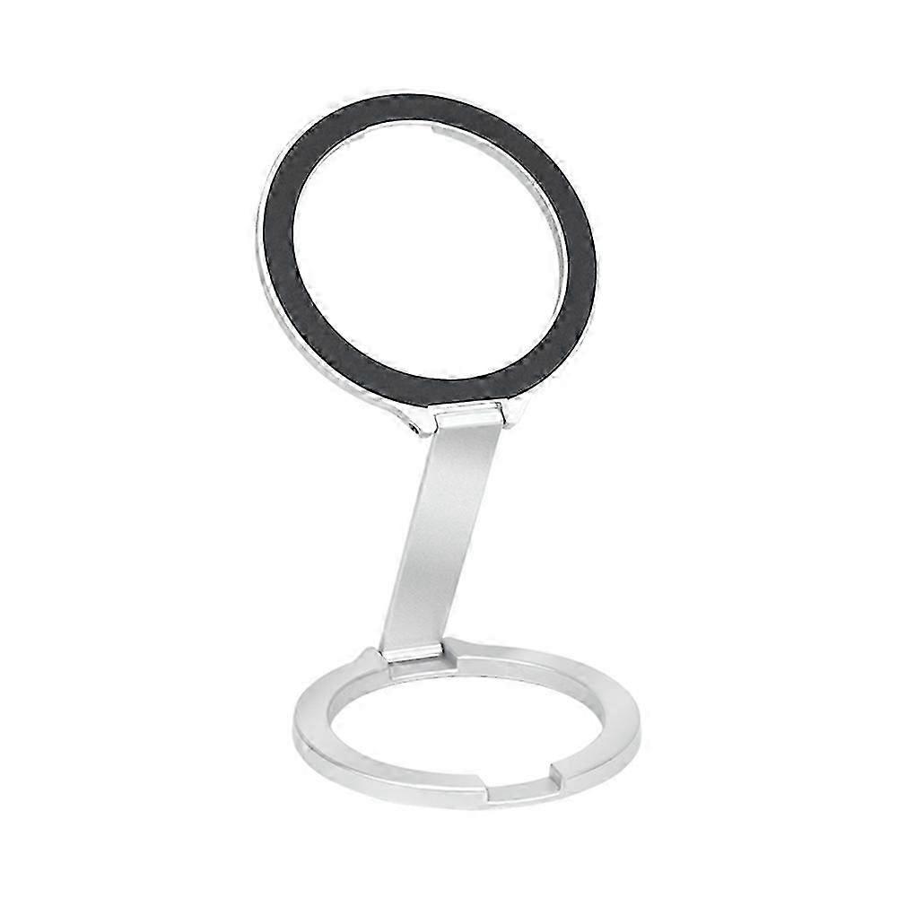 360 Rotatable Magnetic Phone Bracket, Foldable Multi-Function Stand compatible with Secure Double-Sided Buckle Holder Silver