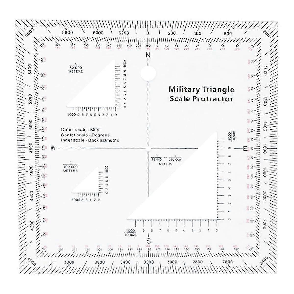 Coordinate Scale Practical Transparent Topographical Map Scale Navigation Protractor