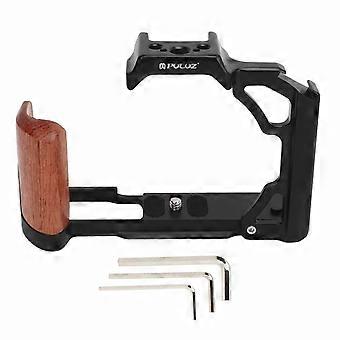 Wood Handle Metal Camera Cage Wooden Handle Vertical Shooting Camera Cage with 1/4 Inch 3/8 Inch Screw Hole Cold Shoe Mount for Nikon ZFC