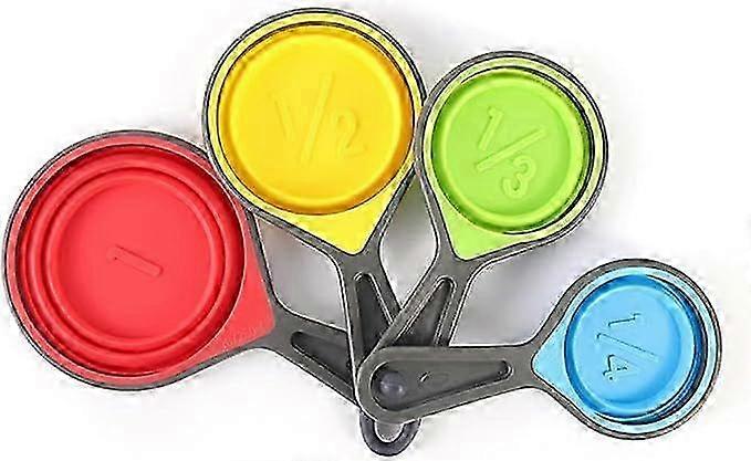 4pcs/set Foldable Silicone Measuring Cups Baking Dish Plastic Measuring Spoon Kitchen Tool