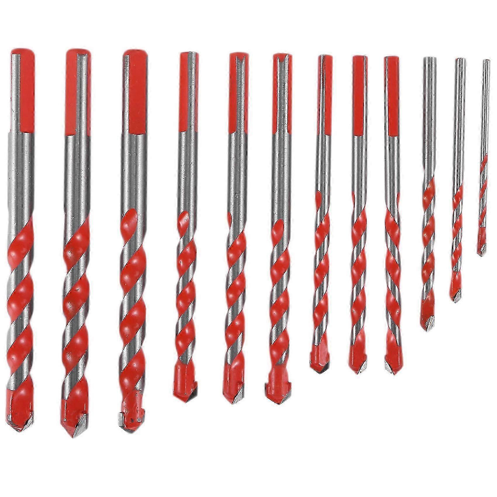 12pcs Masonry Drill Bits Set Drill Bit Set Triangular Handle Multifunctional Drill Bits compatible with Wall, Br