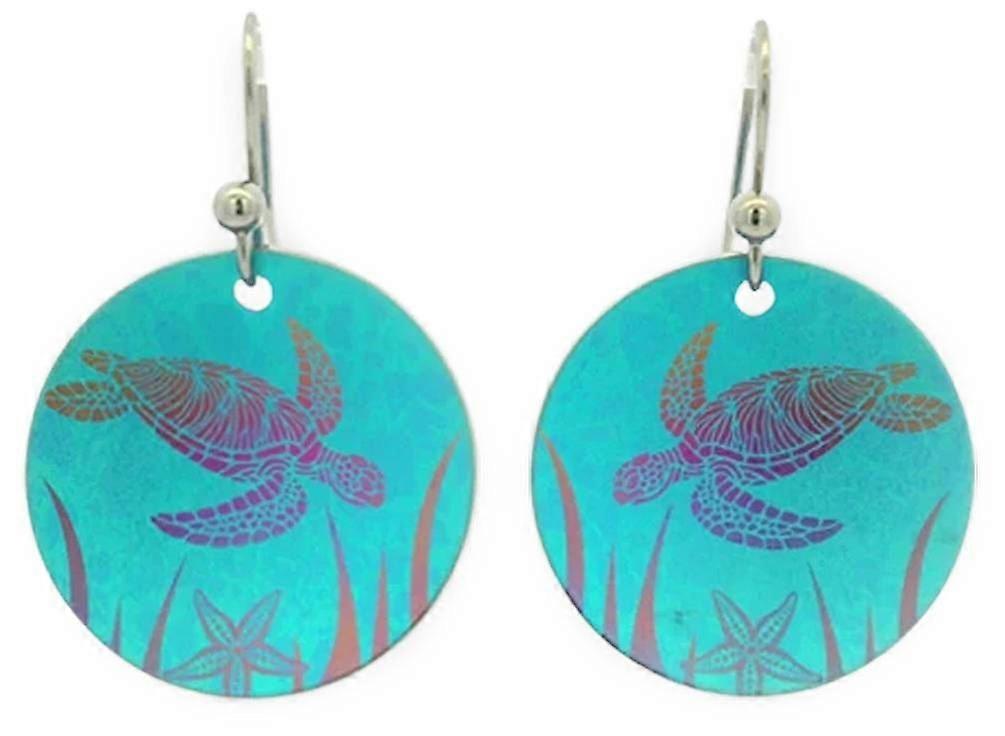 Ti2 Titanium Turtle Drop Earrings - Green
