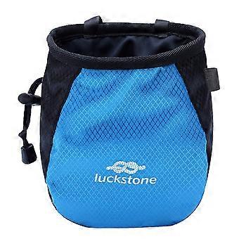 LUCKSTONE Climbing Chalk Bag with Drawstring Closure, Bouldering Bag Bucket Waterproof Surface, Belt Clip Adjustable Sling Blue