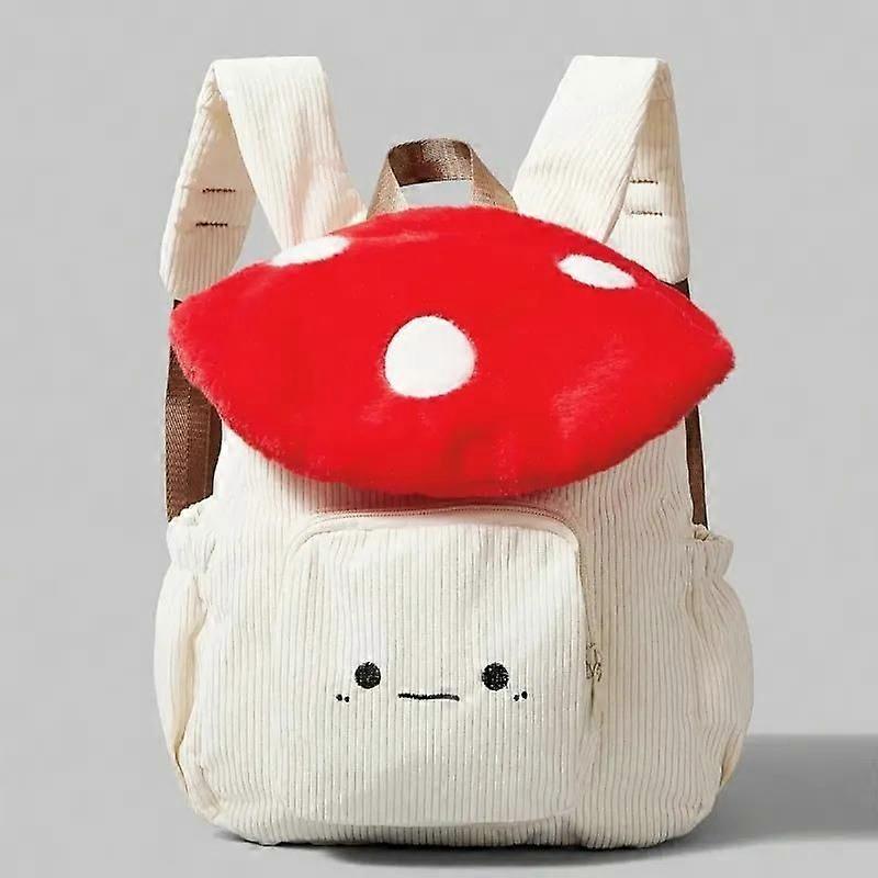 Kawaii School Backpack Red Mushroom Design Soft and Compact