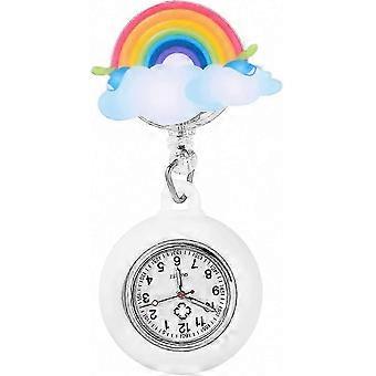 Nette Krankenschwester Uhr - Fob Watch Cartoon Rainbow Watch Portable Retractable Clip On Watch
