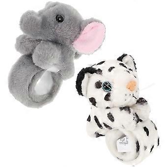 Pulsera de bofetada con forma de animal, pulsera de bofetada de peluche para niños, 2 unidades, pulseras cómodas