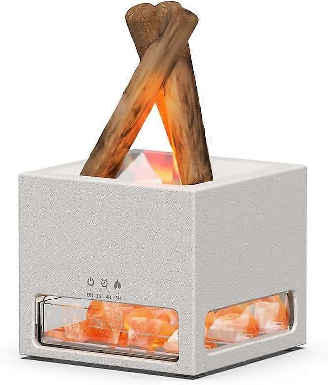 2-in-1 Himalayan Salt Lamp and Essential Oil Diffuser - Aromatherapy Diffuser - Automatic Scented Flame Humidifier - White