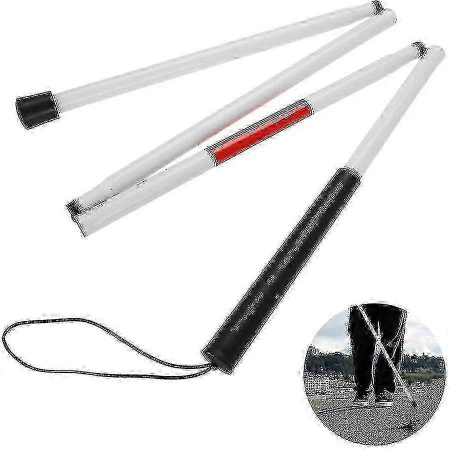 Folding Walking Stick compatible with Blind People, 124cm Adjustable 4-Section