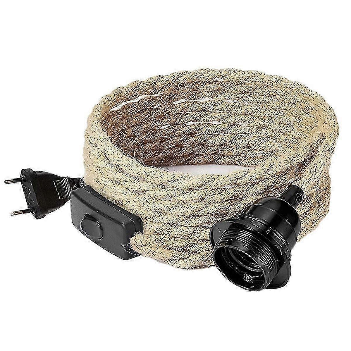 Braided Jute Lamp Cord With EU Plug