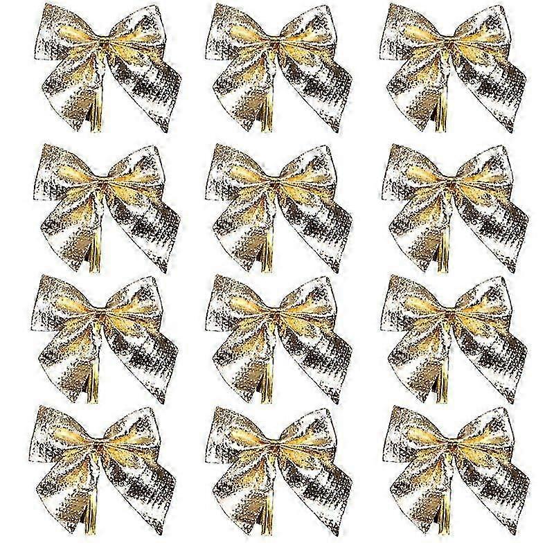 Cotton Red Gilt-Tip Bows 12pcs