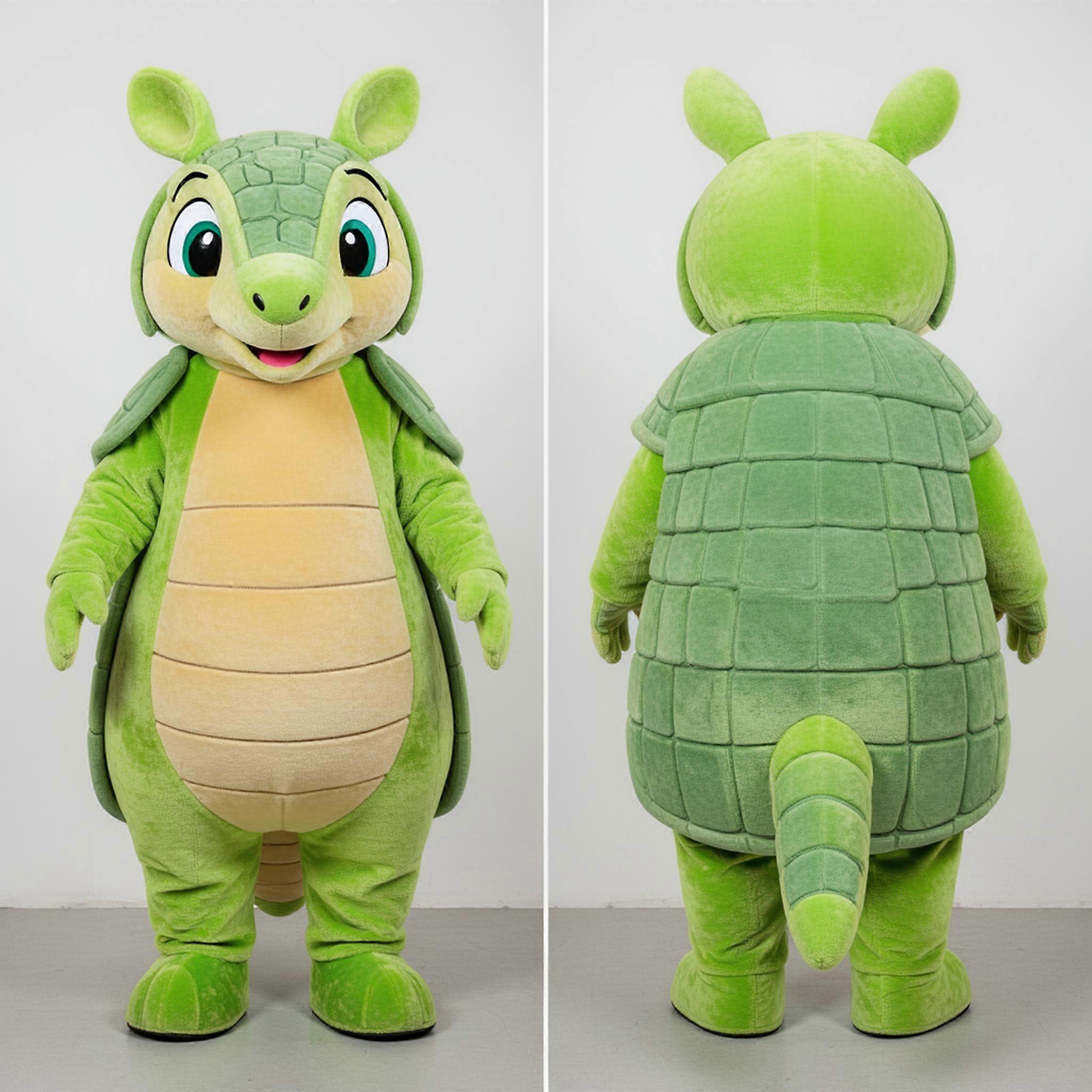 MASTICOT Lime Green Rounded Armadillo Mascot