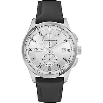 Nautica- NCT 19 Flags Men's Japanese Quartz Analog Watch with Cowhide Leather Strap NAD16556G